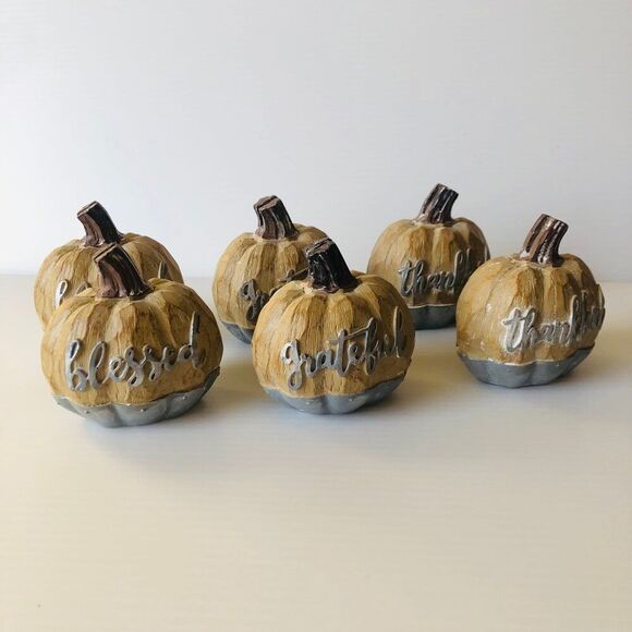 Robert Stanley Thanksgiving Pumpkin Placeholders Brown & Gray Rustic Country - Picture 1 of 9